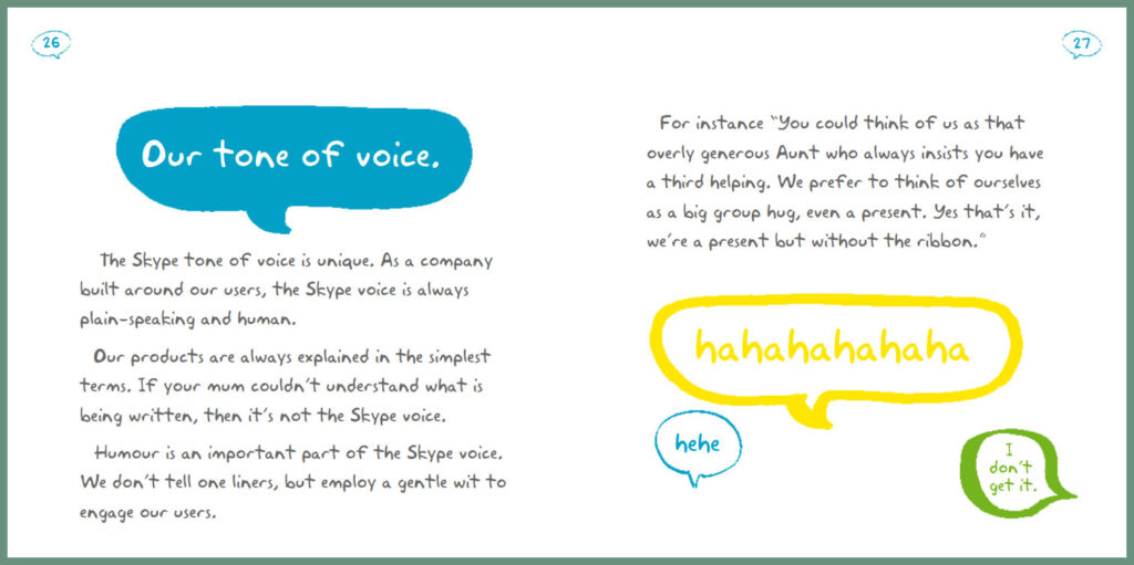 Skype Brand Guidelines Manual Tone Of Voice Page