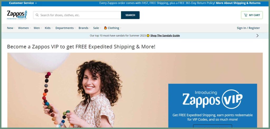 Zappos website